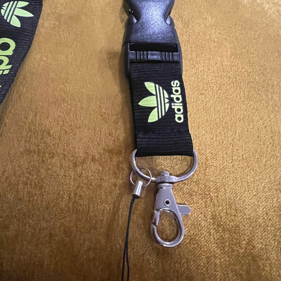 Adidas lanyard brand new black neon yellow sports keychain keys id badge - Picture 3 of 3